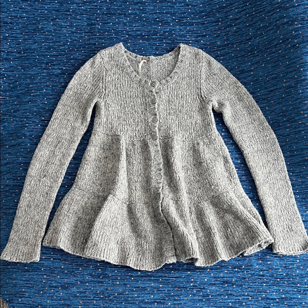 Free People Gray Women's Cardigan flare sweater size xs